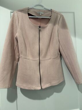 Solitaire Blush Pink Zip-Front Faux Suede Jacket